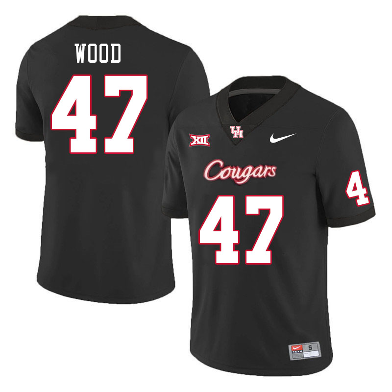 Men #47 Justin Wood Houston Cougars College Football Jerseys Stitched-Black